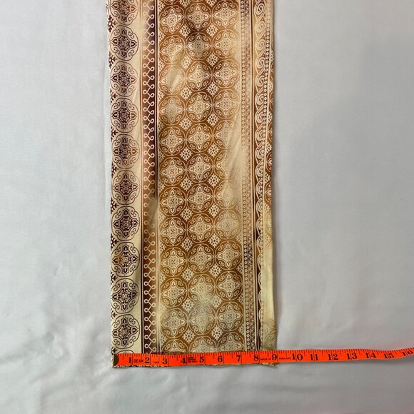 Vintage Y2k 100% Silk Stretch Pants Size 12 Boho Tie Front Straight Leg - Picture 10 of 13